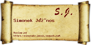 Simonek János névjegykártya